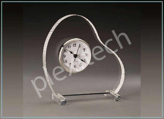 Horloge de table corporative en acrylique ciselé et poli — Plexitech