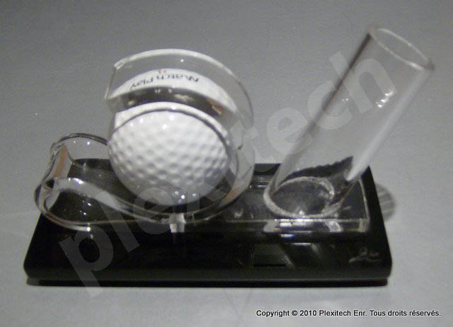 Support souvenir pour balle de golf et porte-stylo en acrylique — Plexitech