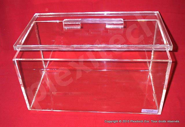 Bac en acrylique transparent avec couvercle sur charnières — Plexitech
