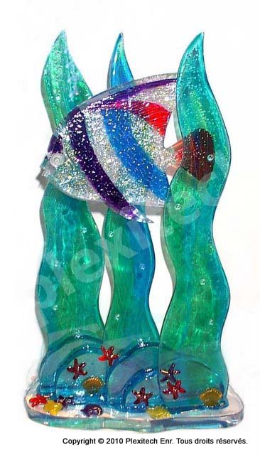 Sculpture en acrylique À travers les algues (24 x 14 x 6 po) par Édith Cantin