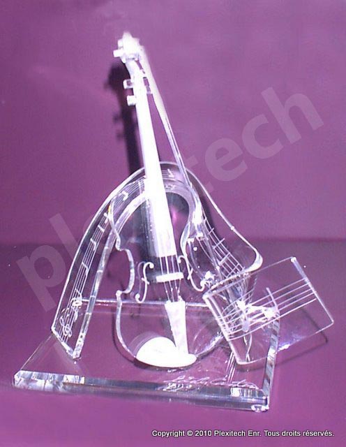 Sculpture en acrylique Mini-violon (6 x 4 x 3 po) par Édith Cantin